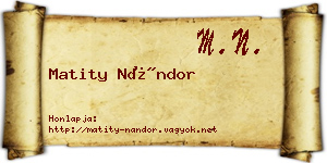 Matity Nándor névjegykártya